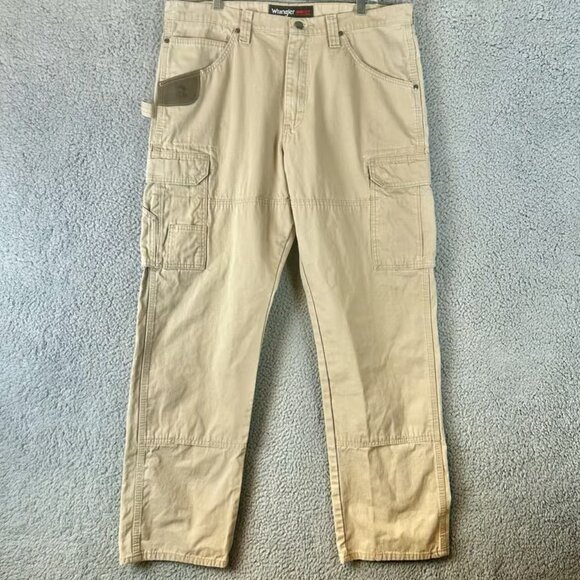 Wrangler Riggs Workwear Khaki Cargo Carpenter Pants 36x33 - Picture 2 of 3